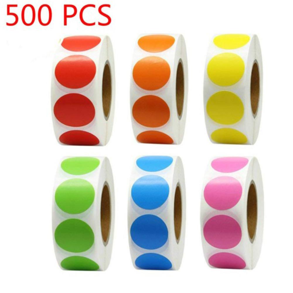 Cuộn 500 Nhãn Dán Giấy Kraft Hình Tròn Màu Vàng 1 Inch