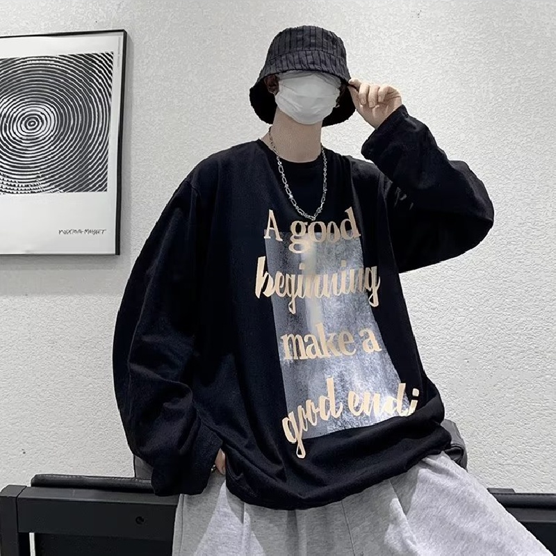 Áo Thun Dáng Rộng In Chữ Phong Cách Hip Hop Đường Phố Hàn Quốc Cho Nam Cỡ M-5XL