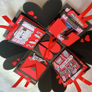 Hộp quà Lovebox Exploding Box - Mẫu Đỏ Đen