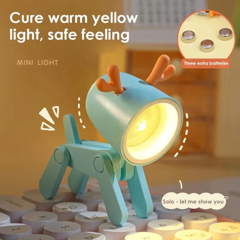 Đèn Ngủ LED Mini Để Bàn Hình Chú Chó / Nai Dễ Thương Có Thể Gấp Gọn Trang Trí Phòng Khách / Phòng Ngủ / Bé