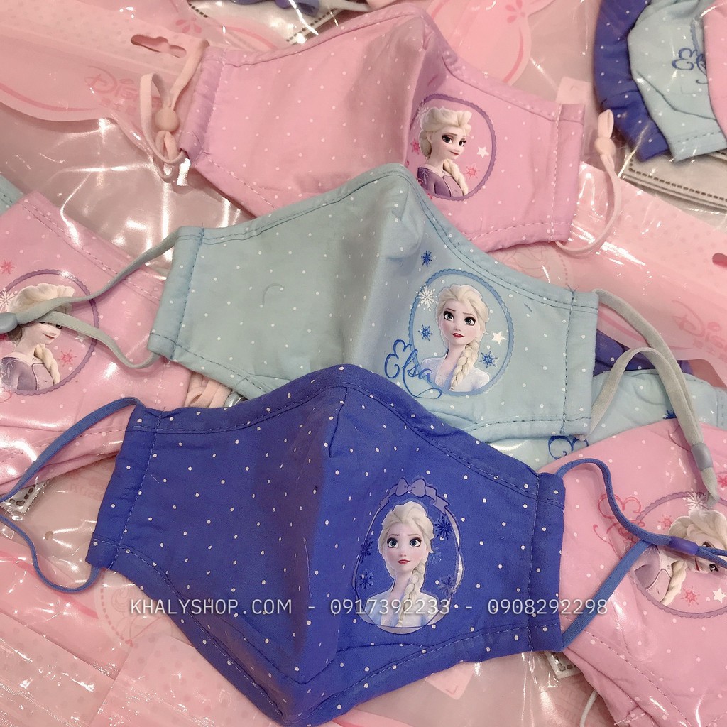 Set 3 khẩu trang vải Disney trẻ em hình công chúa Elsa chấm bi ( Frozen ) 3 màu cho bé gái 3 - 8 tuổi - 57NDWF94771 | BigBuy360 - bigbuy360.vn