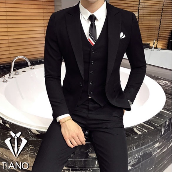 Vest nam cao cấp màu ĐEN kiểu dáng Hàn Quốc, form ôm đẹp. Vải cao cấp, 2 lớp - TIANO STORE