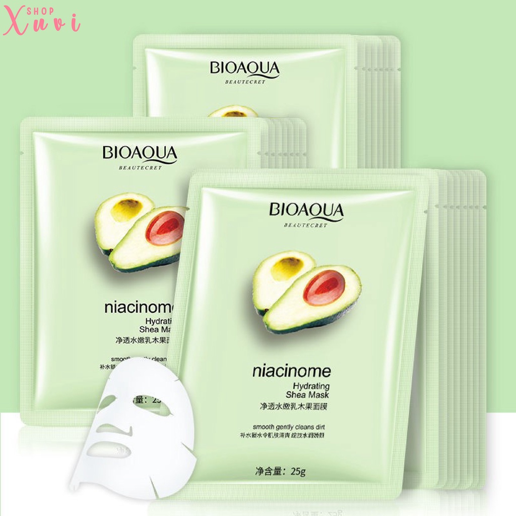 Mặt Nạ Bơ BIOAQUA Dưỡng Trắng Da I Cấp Ẩm I Mờ Thâm I Giảm Mụn Shea Mask Giấy Đắp Mặt Nội Địa Trung XUVI SHOP