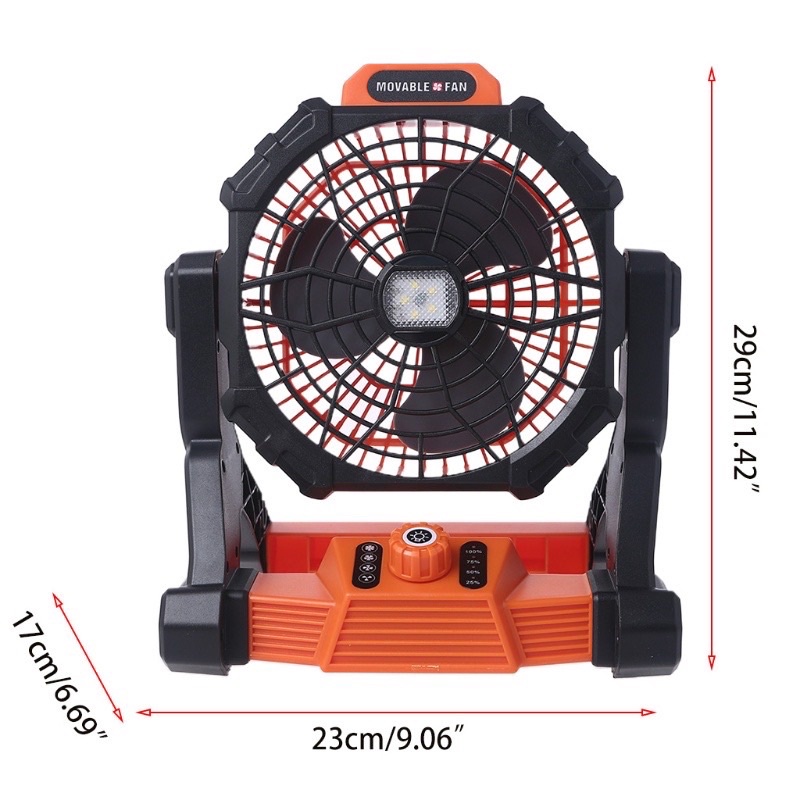 Quạt Sạc Tích Điện Có Đèn Led X25 Kèm Sạc Dự Phòng