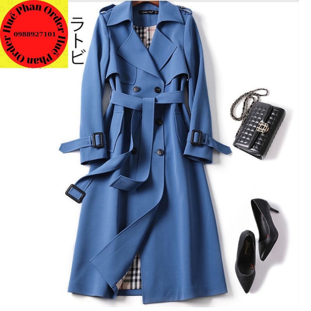 Áo khoác mangto dáng dài kèm đai thắt hàng Quang Châu Cao cấp áo dày hơn 1kg dài 106cm