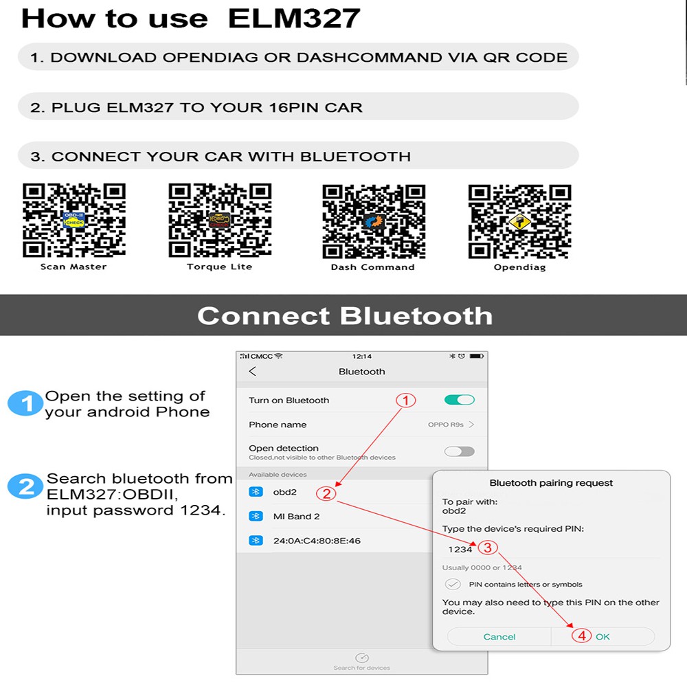 Thiết bị Scan phân tích nhiên liệu Ancel ELM327 V1.5 OBD2 Bluetooth hiển thị nhiệt độ nước và kiểm tra lỗi động cơ CR300 cho xe hơi 2020