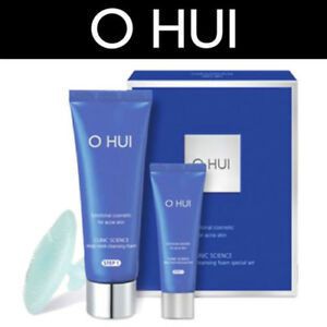 Set sữa rửa mặt dành cho da mụn, kiềm dầu, tẩy da chết dịu da Ohui Clinic Science Deep Medi-Cleansing Foam 2sp