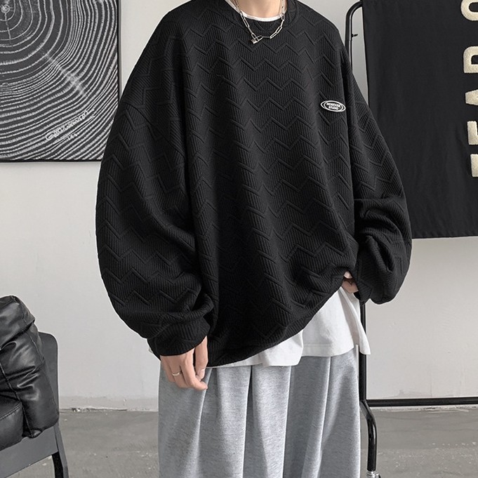 Áo sweater cổ tròn thiết kế dáng rộng phong cách đường phố Hàn Quốc thời trang xuân thu cho nam | BigBuy360 - bigbuy360.vn