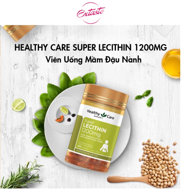 Mầm đậu nành Healthy Care Super Lecithin 1200mg 100Viên và Tinh dầu anh Thảo Primrose Blackmores 190 Viên Extaste