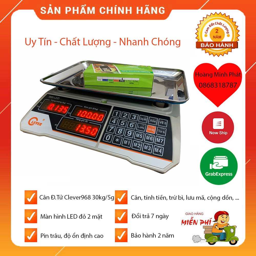 Cân Tính Tiền Điện Tử 30kg HOÀNG MINH PHÁT-HM968. Cân rau củ quả hay thịt cá đông lạnh [ CÂN HOÀNG MINH PHÁT ]