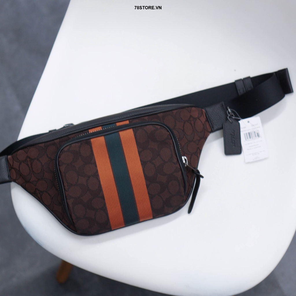 ( Chính Hãng 100% ) Túi Đeo Chéo Nam Thompson Large Orange Logo Jacquard Varsity Stripe Belt C5386