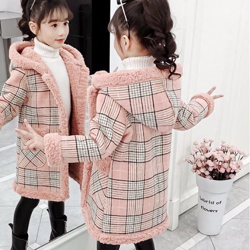 Áo dạ lót lông cho bé gái cao từ 95-160cm 15-47kg