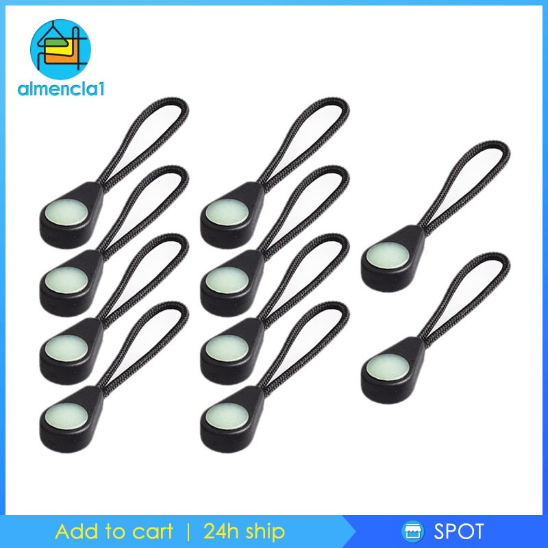 10Pcs Self Luminous Zipper Pull Zipper Heads Rope for Outdoor Luggage Purse