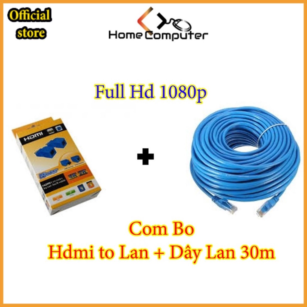 Bộ HDMI to LAN 30m, kéo dài hdmi qua dây mạng 30m.bảo hành 6 tháng.Home Computer .Offical Store