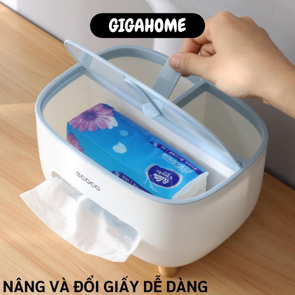 Hộp Đựng Khăn Giấy Ecoco GIGAHOME Hộp Giấy Ăn Để Bàn Sang Trọng Có Ngăn Để Đồ Đa Năng 1039