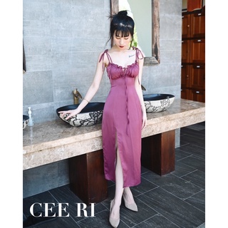 Váy lụa xẻ đùi hai dây cao cấp ( Ảnh thật - Chính chủ CEE RI )