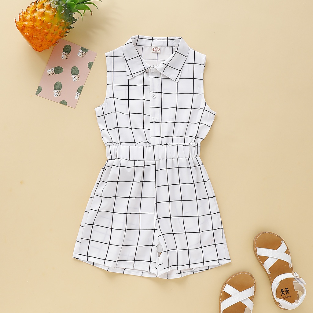 Áo liền quần Mikrdoo không tay cổ lật dành cho bé gái