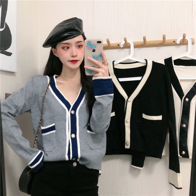 COZOK Áo cardigan Dệt Kim Tay Dài Cổ Chữ V Dễ Phối Đồ Hợp Thời Trang