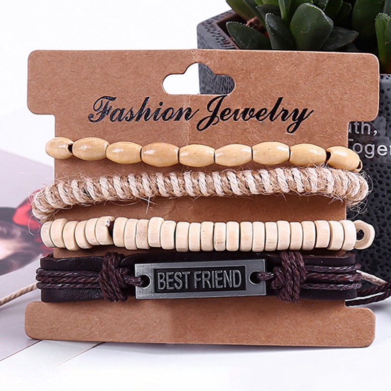 Vòng Tay Da Nhiều Sợi Phong Cách Vintage Cho Nam