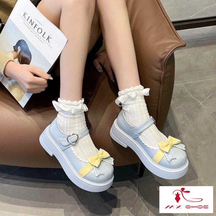 M & X~[Hàng Có Sẵn] Giày Da Nhỏ Đính Nơ Màu Kẹo Kiểu Lollita Thời Trang Xuân Hè Dành Cho Bạn Nữ 2022 #1