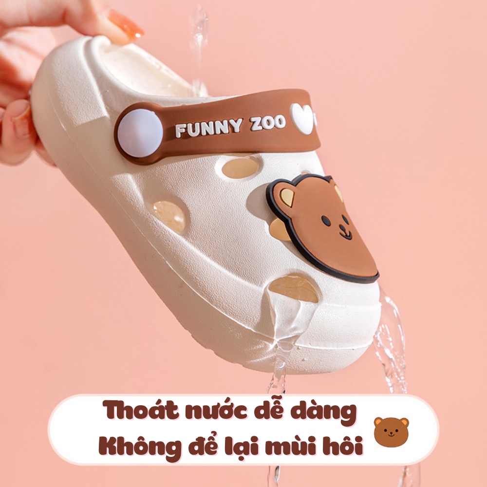 Dép bé gái, dép gấu cho bé siêu nhẹ đỏm kids, cross cho bé từ 1 đến 5 tuổi đế chống trượt DEP001