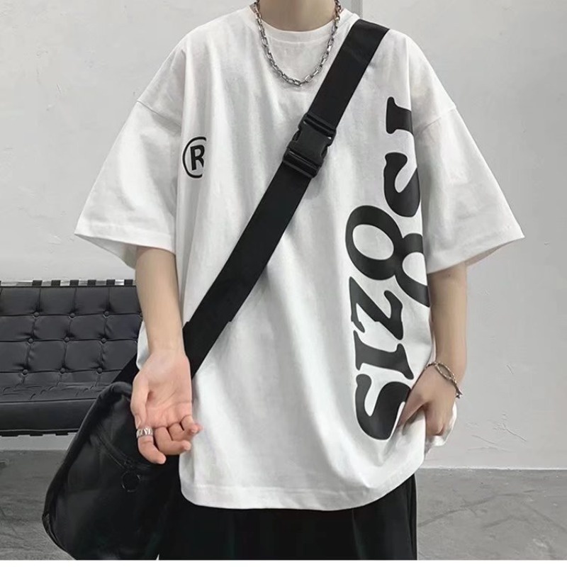 【Siêu Đẹp】áo Thun Cotton Tay Ngắn Dáng Rộng Thoải Mái In Chữ Phong Cách Đại Học Cho Nam Sinh Viên