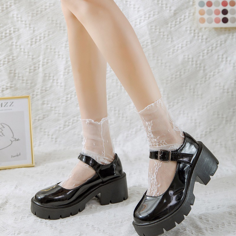 Xixi Đôi Tất Lưới Mỏng Phối Ren Hoa Phong Cách Lolita Ngọt Ngào Dành Cho Nữ