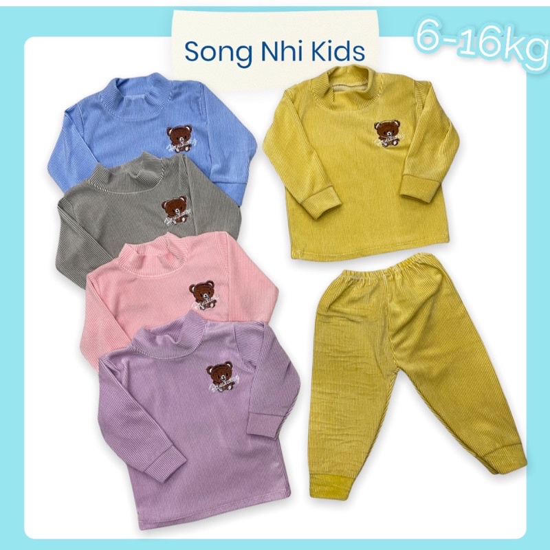 BỘ NHUNG CAO CỔ DÀI TAY CHO BÉ 6-16KG