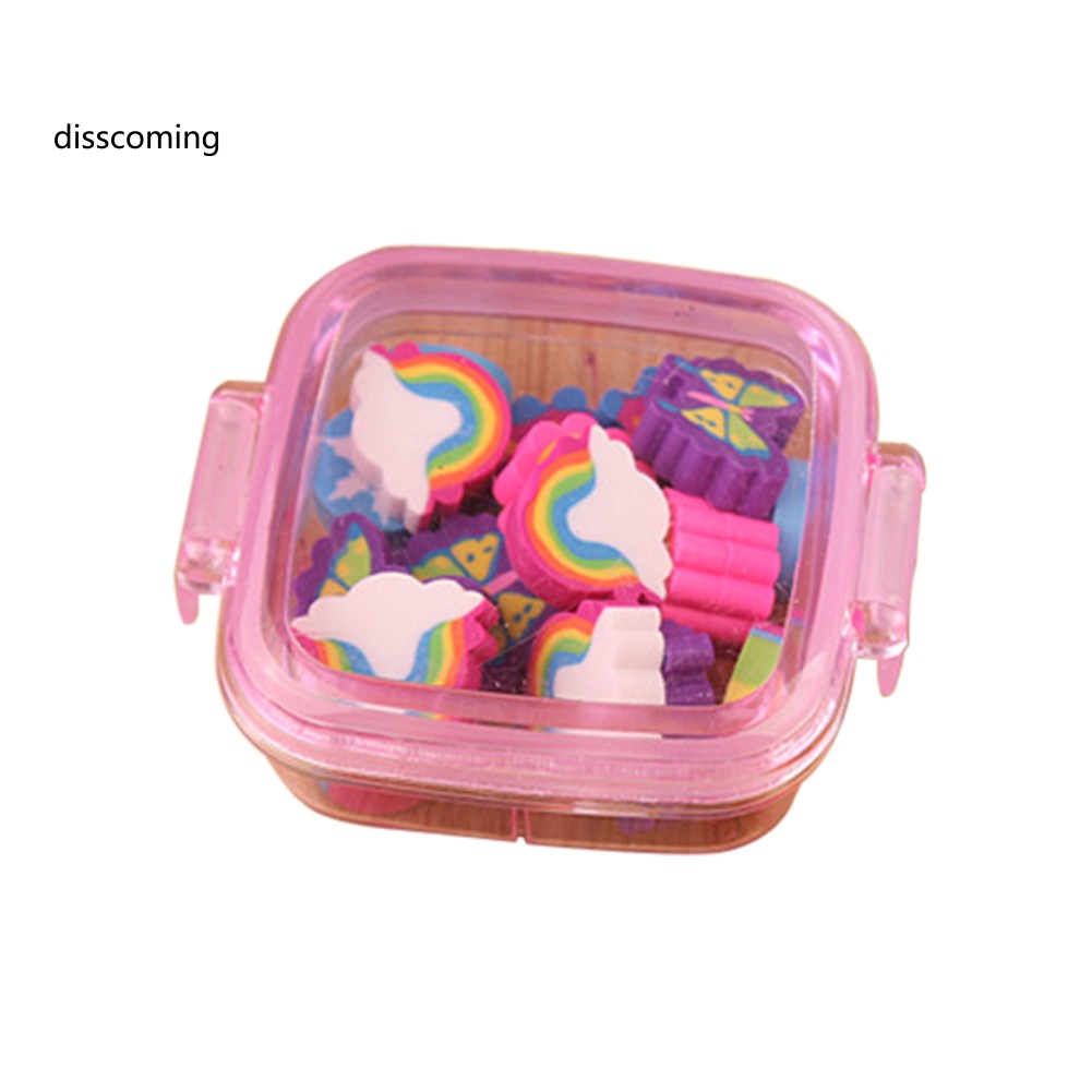 20Pcs/Box Cute Rainbow Butterfly Flower Rubber Eraser Kid Gift School Stationery