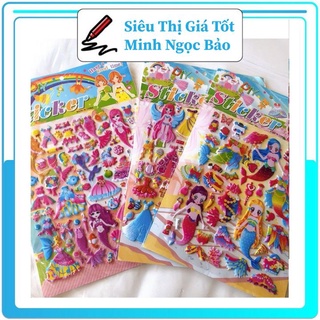 Tờ dán sticker nổi công chúa to thời trang nhiều chi tiết