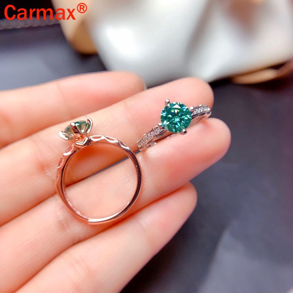 Nhẫn Moissanite Màu Xanh Lá Và Xanh Lá Đính Kim Cương Mới Cho Nữ