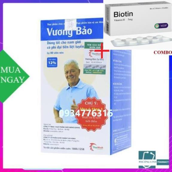 Combo Biotin 5mg+ VƯƠNG BẢO HỖ TRỢ U TIỀN LIỆT TUYẾN