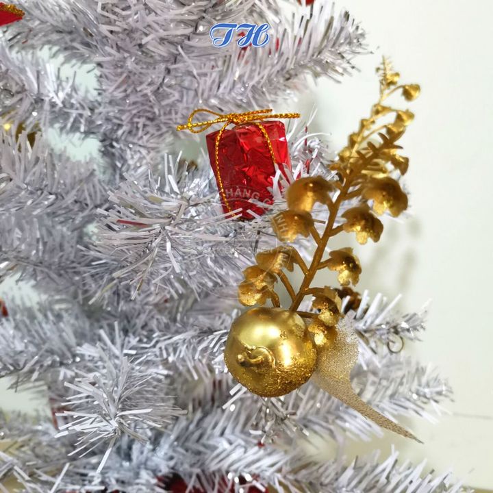 Cây thông noel mini để bàn trang trí giáng sinh màu trắng bạc 40cm 50cm Để Bàn +Full Phụ Kiện +Kèm Dây Led