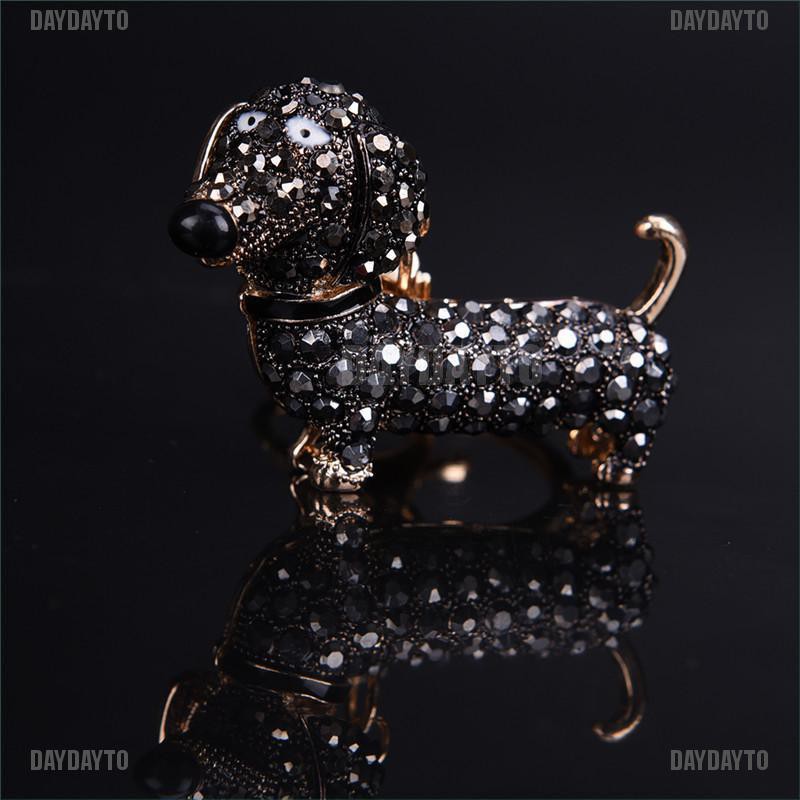 Móc Khóa Hình Chú Chó Dachshund Đính Pha Lê Lấp Lánh Dễ Thương