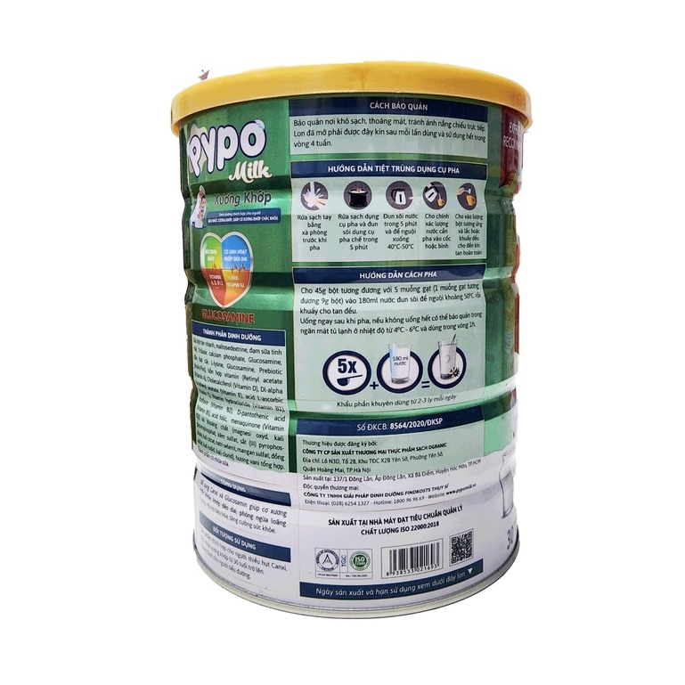 Sữa Bột Pypo Cơ Xương Dinh Dưỡng Hỗ Trợ Cơ Xương Chắc Khoẻ, Giảm Đau Nhức - Hộp 900g