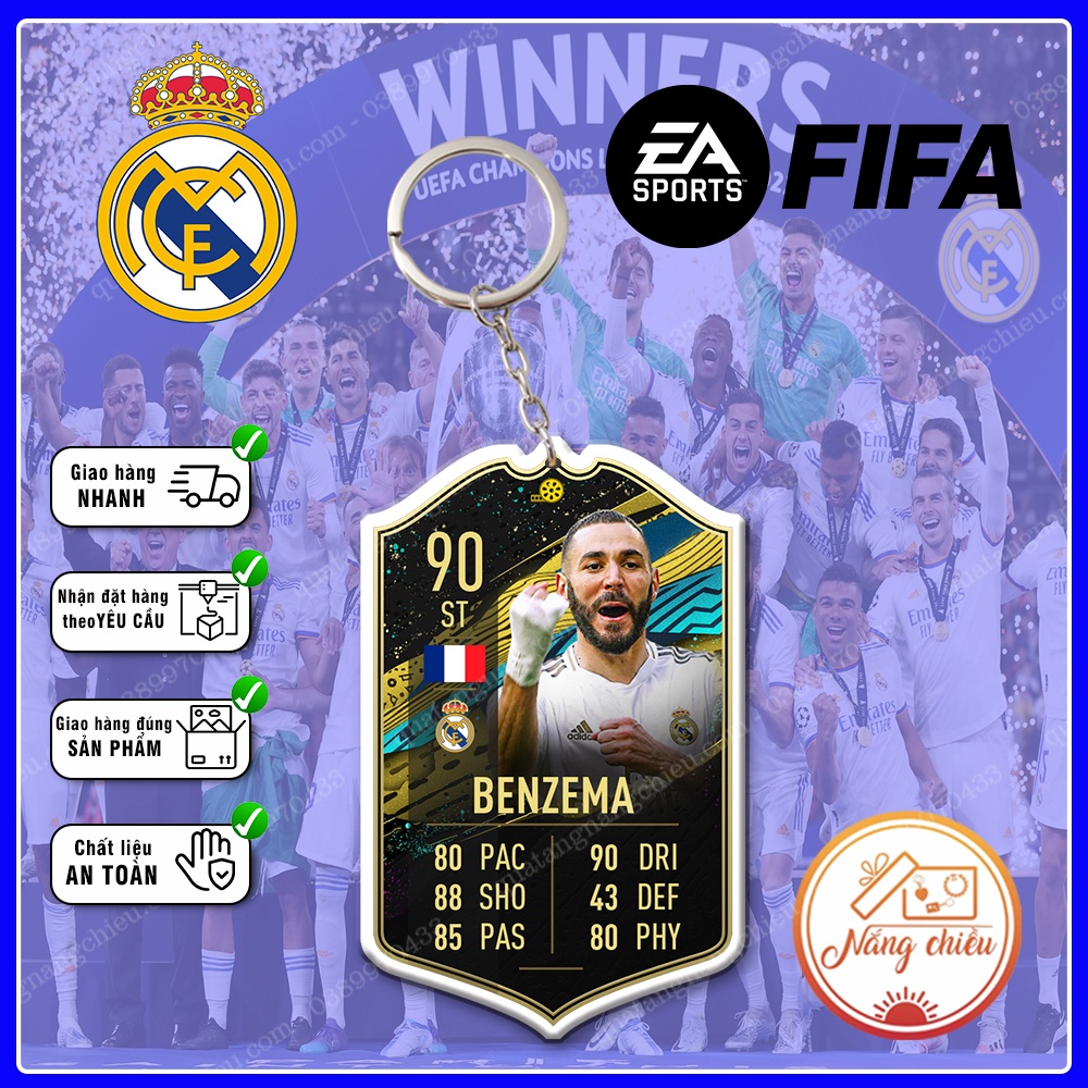 Móc Khóa Karim Benzema, CLB bóng đá Real Madrid ☘️MÓC KHÓA THẺ CẦU THỦ☘️