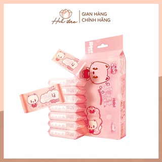Khăn giấy ướt mini cho em bé lau mặt gói nhỏ bỏ túi tiện lợi 1 gói 8 miếng HILLS STORE