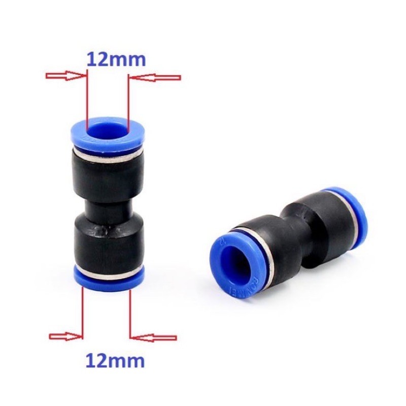 Đầu nối nhanh 12li với 12li nối nhanh 2 đầu ống hơi hoặc ống nước 12li tiện lợi