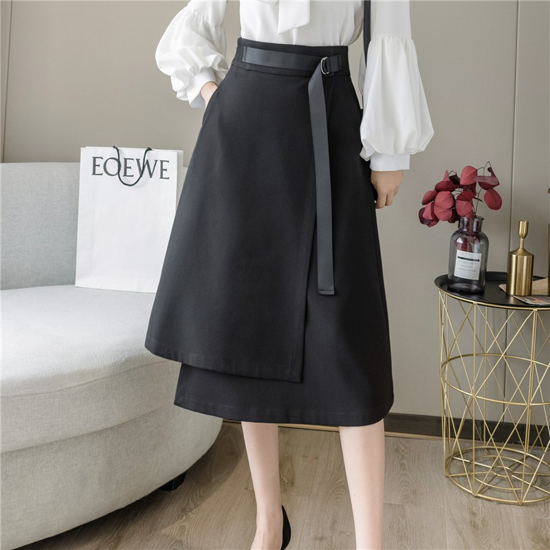 Chân Váy Chữ A Dáng Dài Màu Đen Thiết Kế Lệch Tà Size S-xl | BigBuy360 - bigbuy360.vn