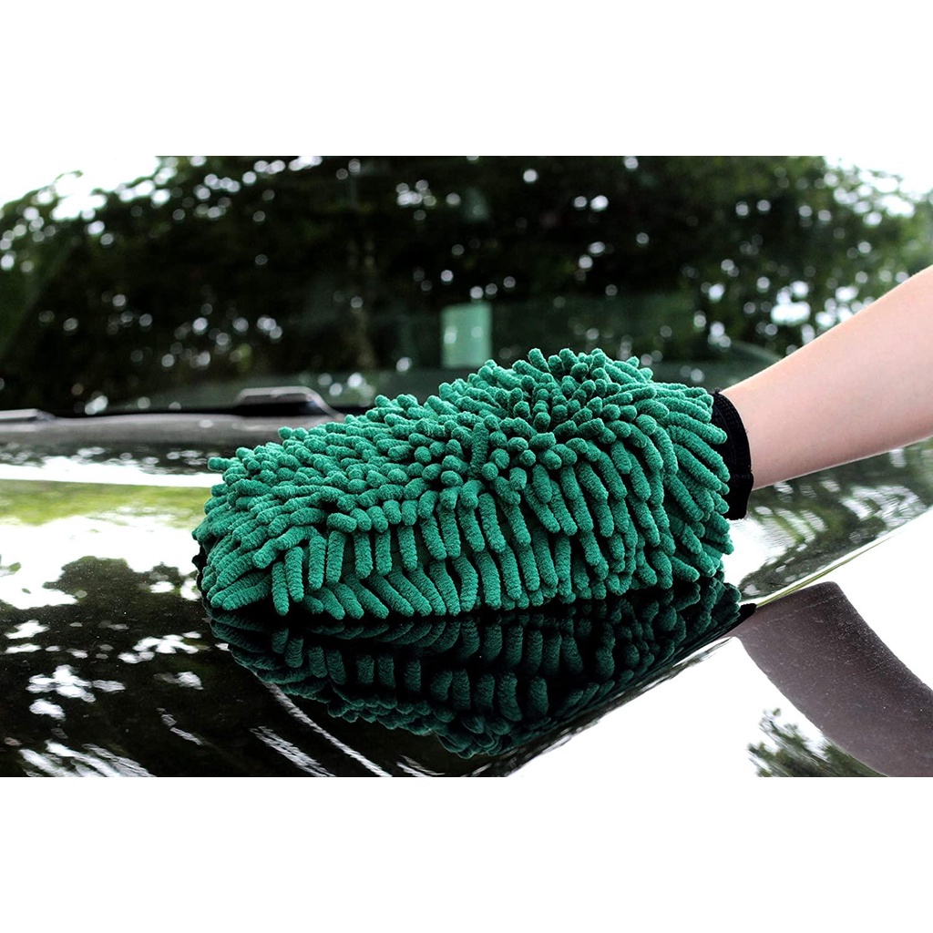 GĂNG TAY RỬA XE SIÊU MỀM MÀU XANH SỢI MICROFIBER GIỮ BỌT MAXSHINE CRAZY MICRO-CHENILLE WASH MITT 24X17CM 1120003G