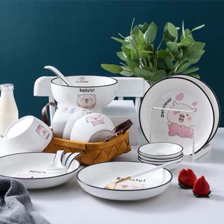 Bộ bát đĩa 28 món họa tiết heo hồng dễ thương