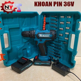 Máy khoan dùng pin yanaki 36v, máy khoan tường chức năng búa