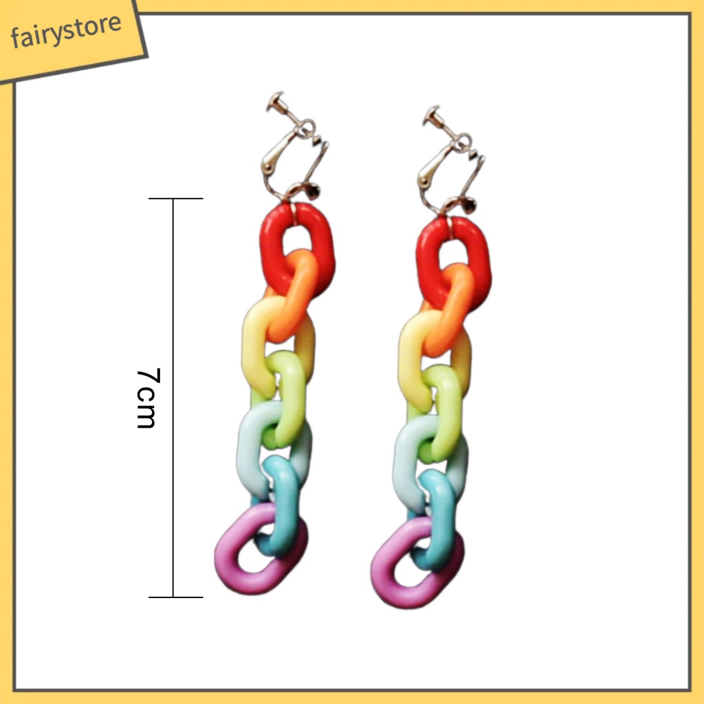 Khuyên tai dáng dài màu cầu vồng thời trang sành điệu cho nữ