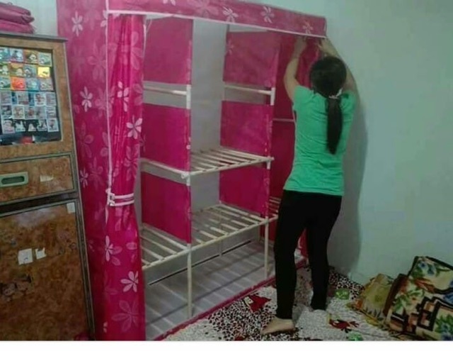 [ Bảo hành 18 tháng ] Tủ vải khung gỗ 3 buồng chắc chắn (miễn 40k ship)