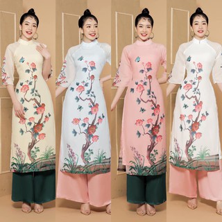 Áo Dài Thêu Hoa Đào