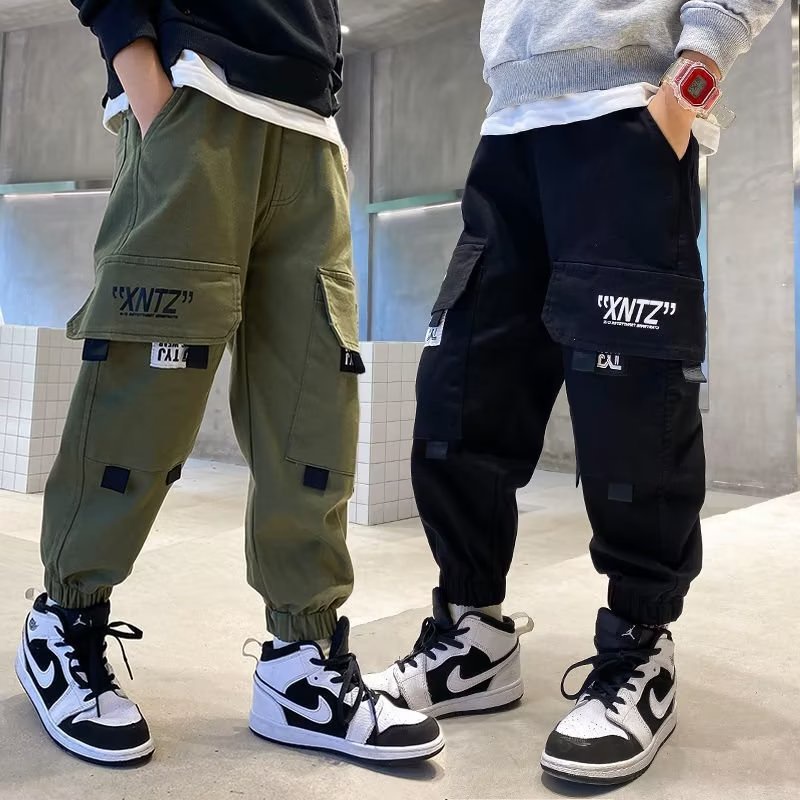 Quần Cotton Nguyên Chất 3 Túi Lớn Phong Cách Hàn Quốc Chống Mài Mòn Mùa Thu Đông Thường Ngày Cho Bé Trai