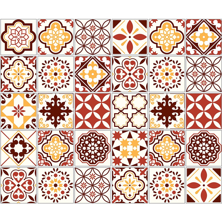 Decal Gạch Bông C74 - Set 30 ô 20x20cm - Decal Dán tường, Dán bếp, Trang trí nhà cửa - Viet Decor