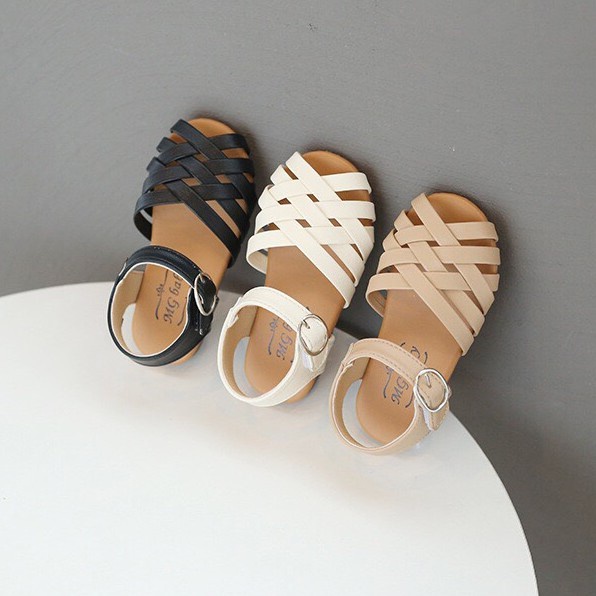 Giày sandal quai đan chéo cho bé, dép quai hậu xăng đan bằng da PU siêu mềm chắc chắn hàng chính hãng MG