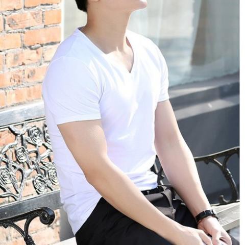 Áo Thun (Áo Phông) Nam Nữ Trơn CỔ TIM Basic Ngắn Tay Form Ôm Vừa - Chất Thun Cotton *