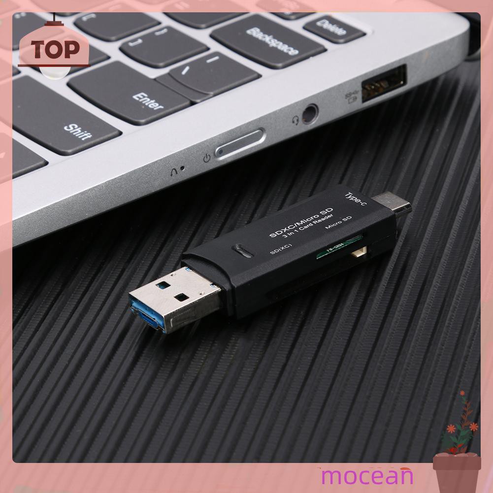 Mocean 3 in 1 OTG Memory Card Reader USB Type-C High-speed USB 3.0 for TF/Mirco SD